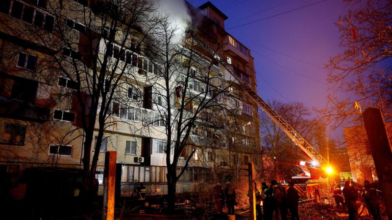 Three killed in wave of Russian strikes across Kyiv, officials say
