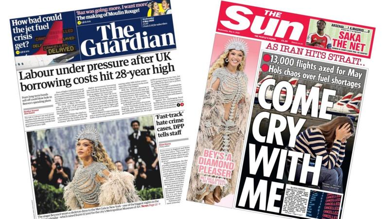 The Papers: 'Borrowing costs hit 28-year high' and 'Come cry with me'