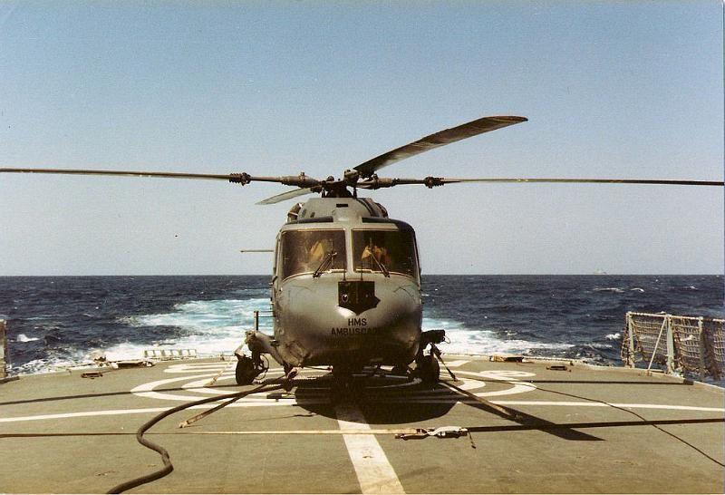 HMS Ambuscade helicopter on the boat