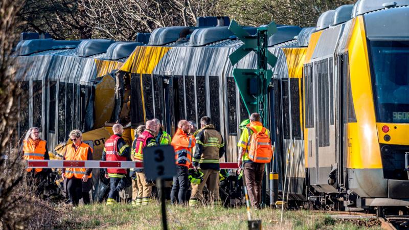 Two trains collide head-on in Denmark, leaving four critically hurt