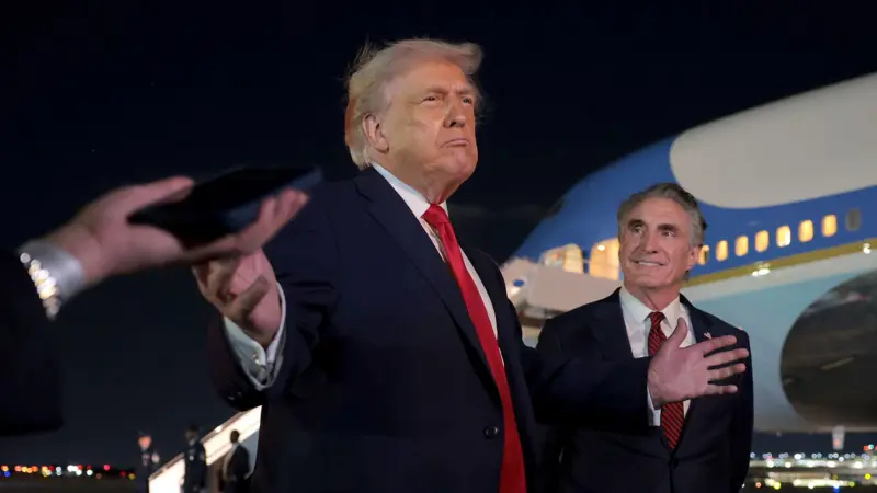 Trump outside Air Force One.