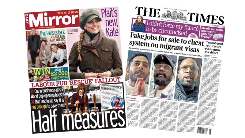 The Papers:  'Half measures' and 'Fake jobs for sale'