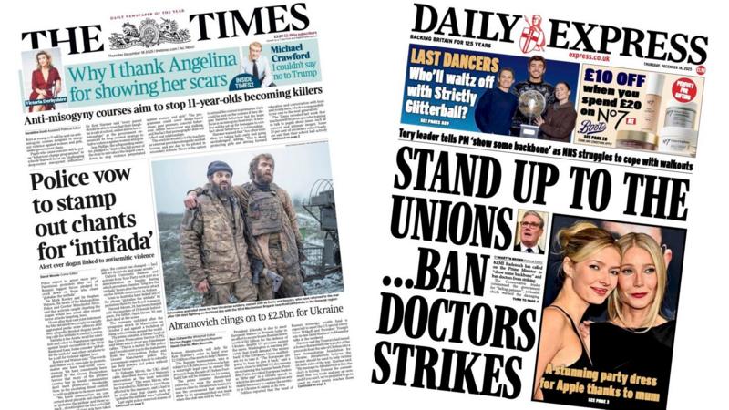 The Papers:  'Abramovich clings on to $2.5bn' and 'Ban doctors strike'