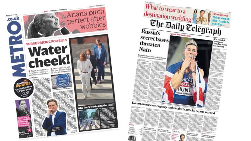 The Papers: 'Water cheek' and 'Queen Amy's gold rush'