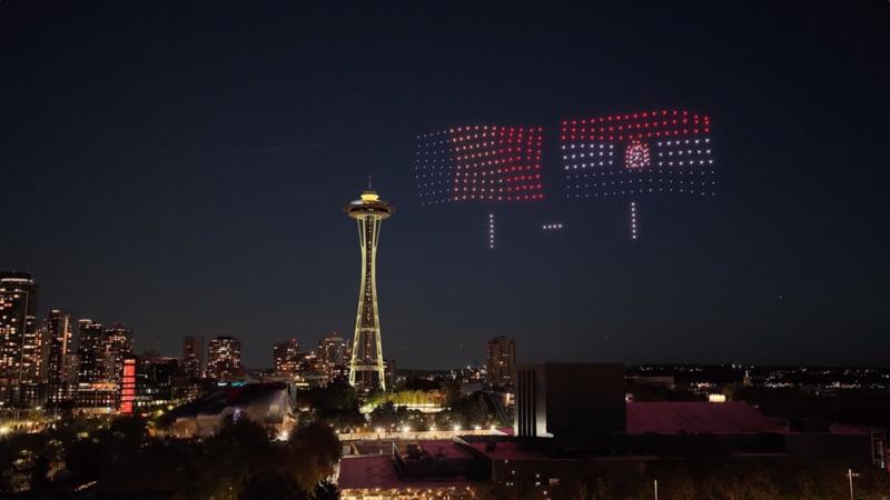 Drones create the first-ever FIFA scoreboard in Seattle sky