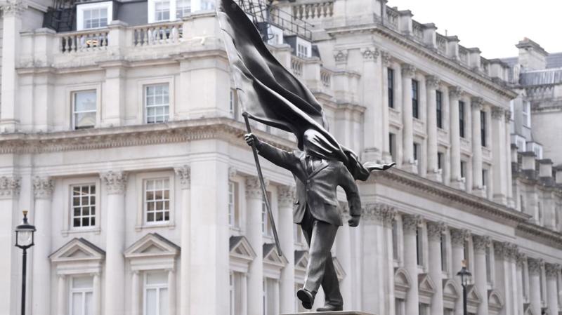 Statue with Bansky's signature appears in London