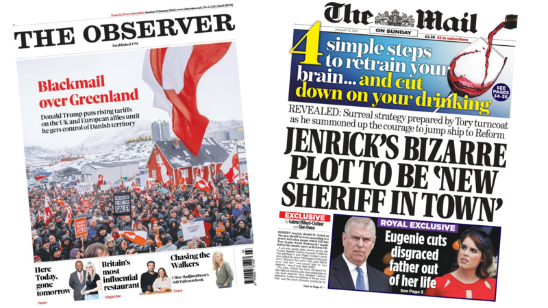 The Papers: 'Blackmail over Greenland' and 'Jenrick's bizarre plot'
