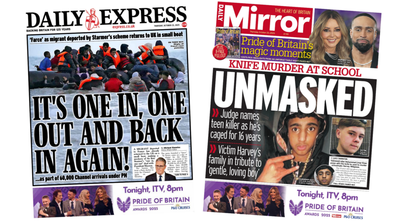 The Papers: 'One in, one out and back in again' and 'teen killer unmasked'