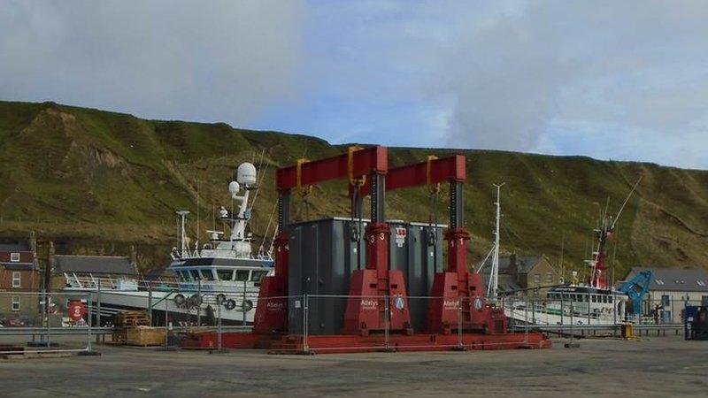 Electricity substation transformer at Scrabster