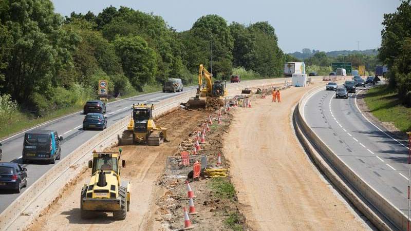 The carriageway under reconstruction