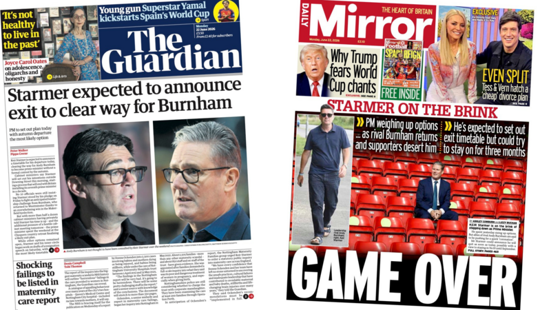 The Papers: 'Starmer expected to announce exit' and 'Game over'