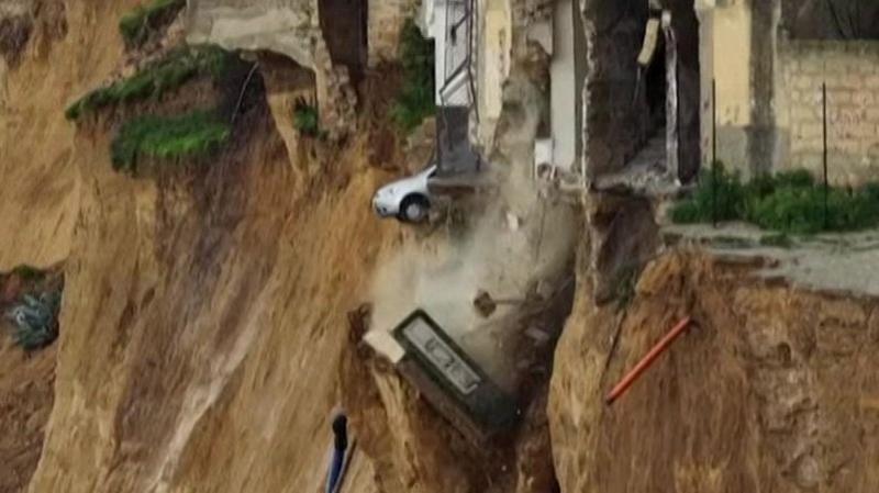 Watch: Huge landslide in Sicily after Storm Harry
