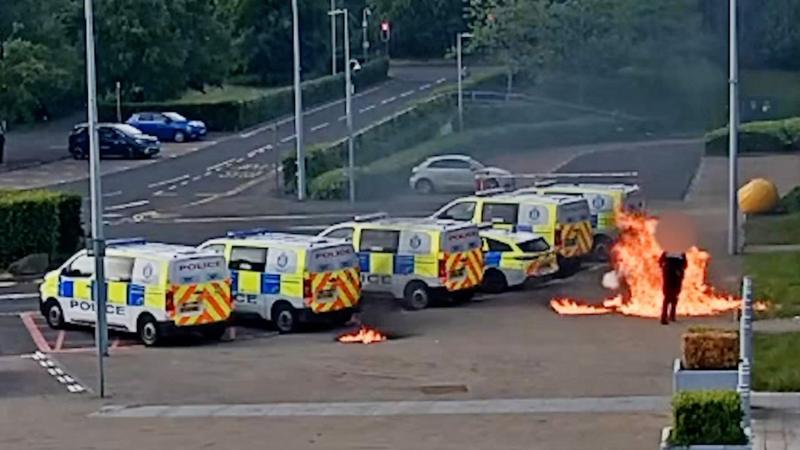 Ex-soldier caught on CCTV in police station petrol bomb attack