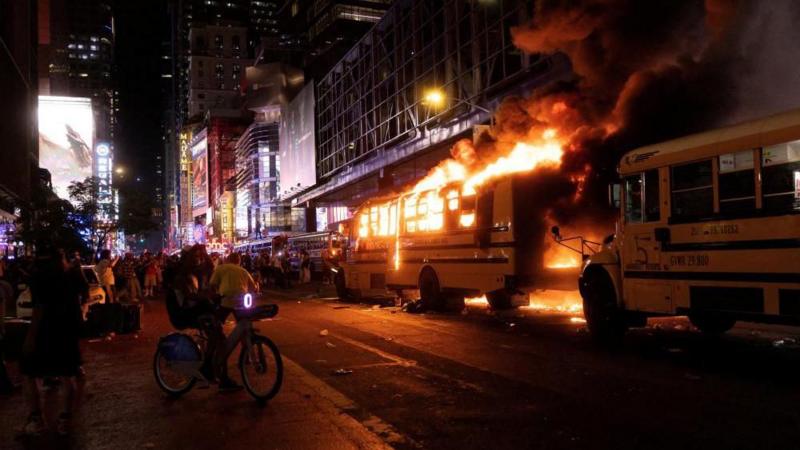 Teen shot and buses torched in Manhattan after historic NBA championship win for Knicks