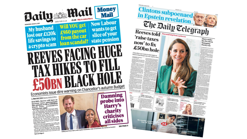 The Papers:  '£50bn black hole' and parental help from a princess
