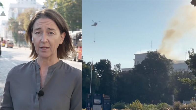 Watch: BBC at the scene of Ukrainian government building strike