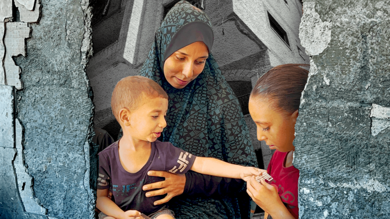 Inside one battle-scarred Gaza building, displaced families tell the story of the war
