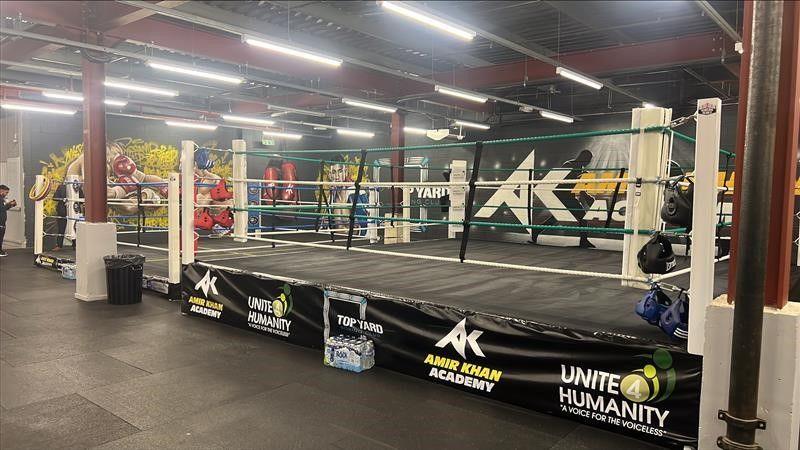 Brand new boxing ring facilities, with poles and tiled floor