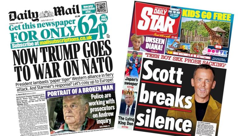 The Papers: 'Trump goes to war on Nato' and 'Scott breaks silence'