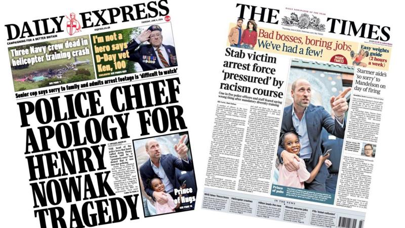 The Papers: 'Top cop sorry' and 'Prince of pubs'