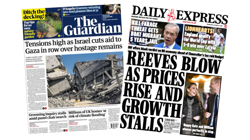 The Papers: 'Israel cuts aid to Gaza' and 'Reeves blow as prices rise'