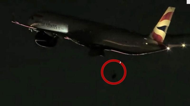 Moment BA plane to London loses wheel after take-off in Vegas