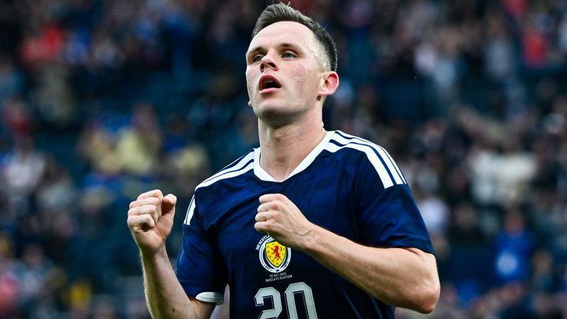 Lawrence Shankland celebrates scoring for Scotland against Curacao