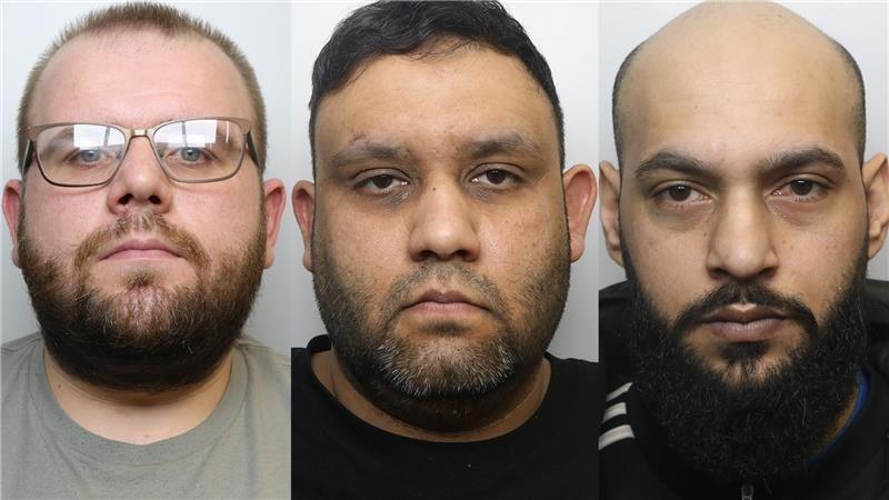 Police mugshots of Steven Conroy, Naveed Asghar and Mohammed Adil Jamil.
