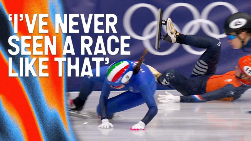 Watch: Six athletes crash in 'extraordinary' speed skating semi-final