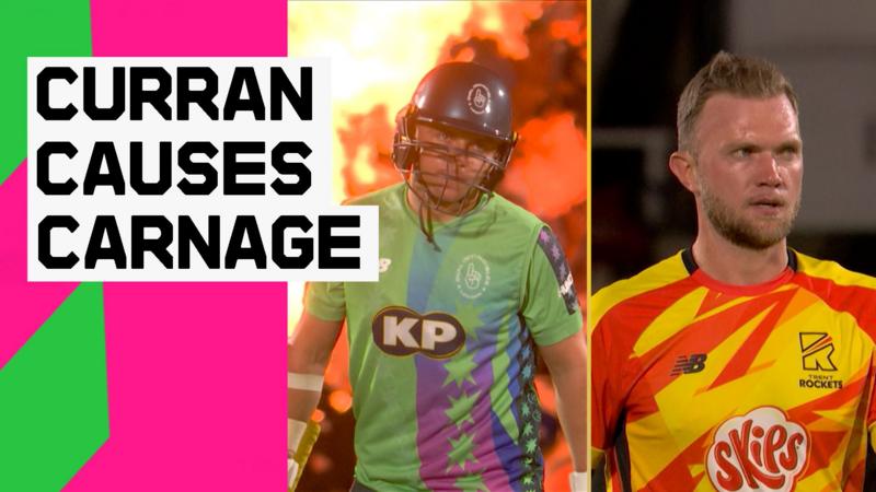 Curran v Cook: 32 runs scored in most expensive five balls in Hundred history