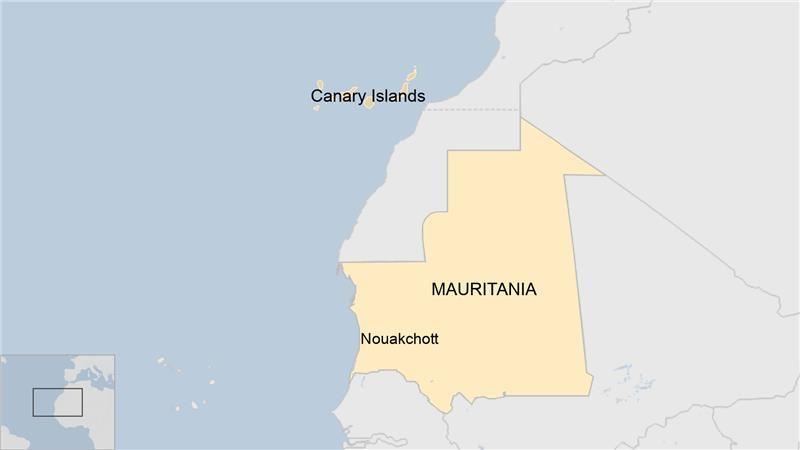 Map of Mauritania and Canary Islands