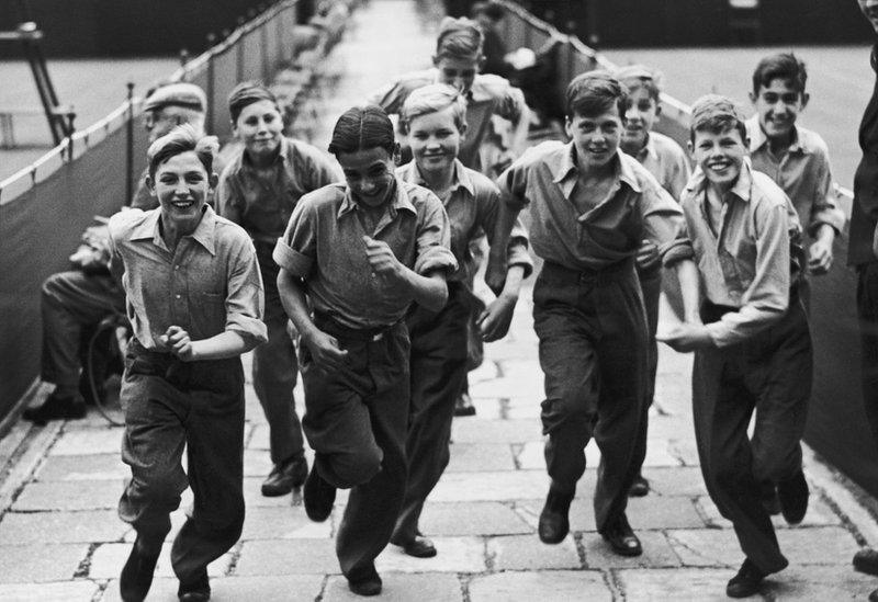 Wimbledon ball boys, all from Barnardo's children's homes, during their training, 1 July 1946