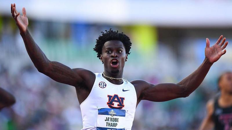 Tharp breaks 110m hurdles world record at US college championships