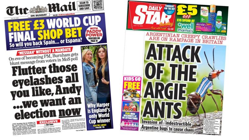 The Papers: 'Messiah without a mandate' and 'attack of the Argie ants'