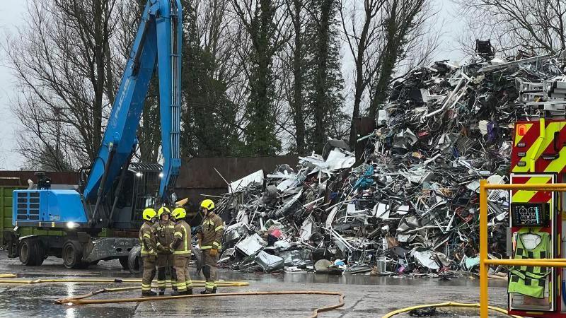 Firefighters at National Metal Centre, Hitchin, Hertfordshire