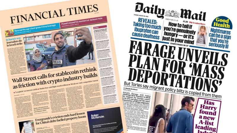 The Papers:  'In harm's way' and Farage's 'mass deportations' plan
