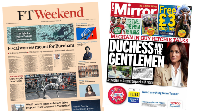 The Papers: 'Fiscal worries mount' and 'Meghan in Guy Ritchie talks'