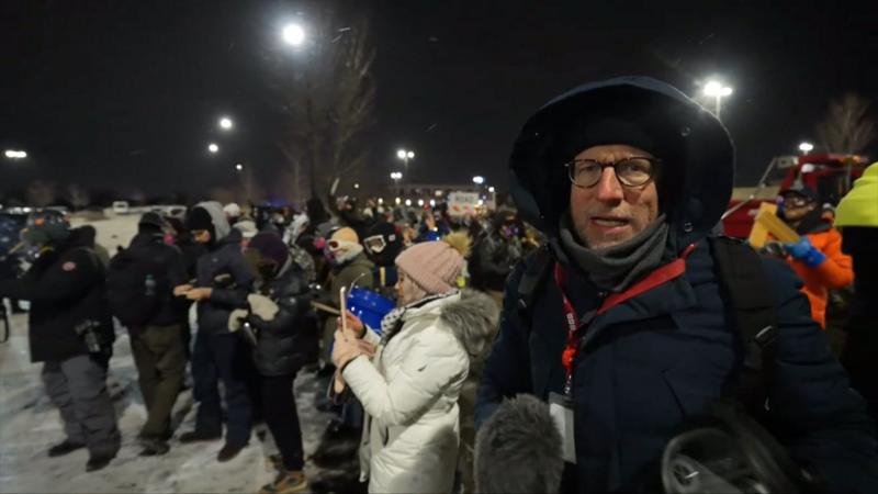 BBC at protests outside hotel where Trump's immigration chief believed to be staying