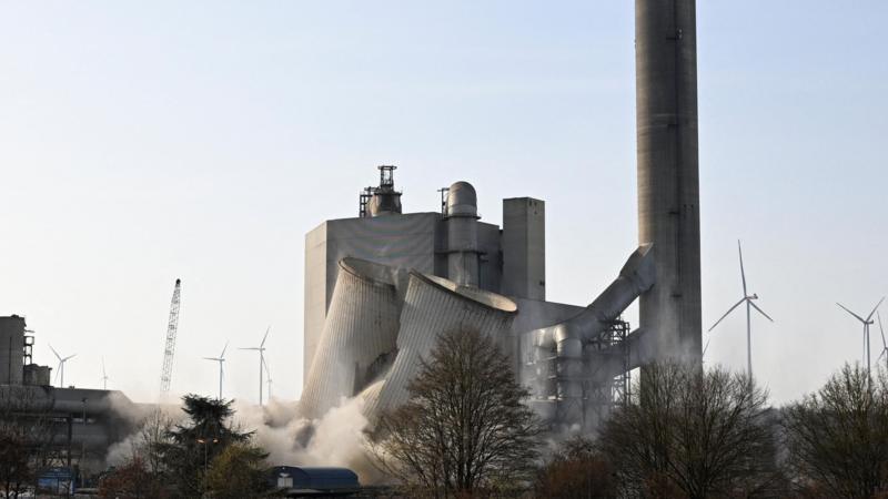 Moment cooling tower is demolished at German power plant