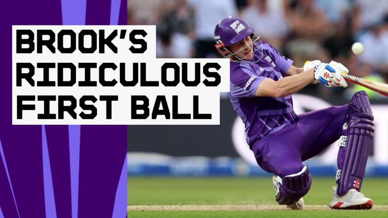 'What a shot!' - Brook hits unorthodox scoop six on first ball