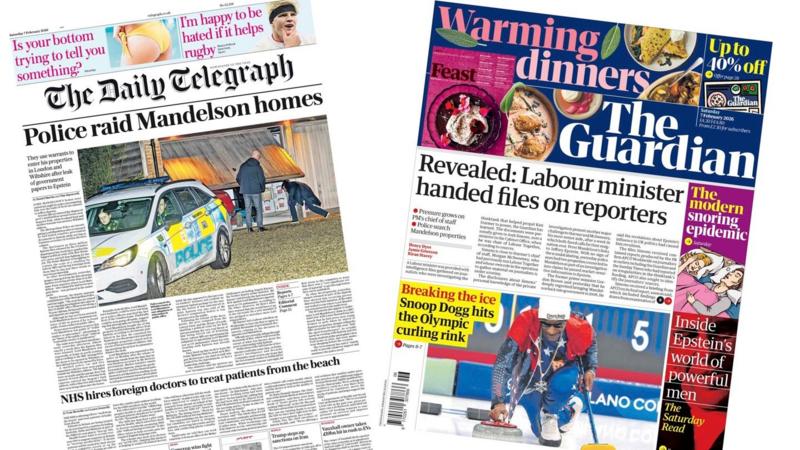 'Police raid Mandelson homes' and 'Breaking the ice'
