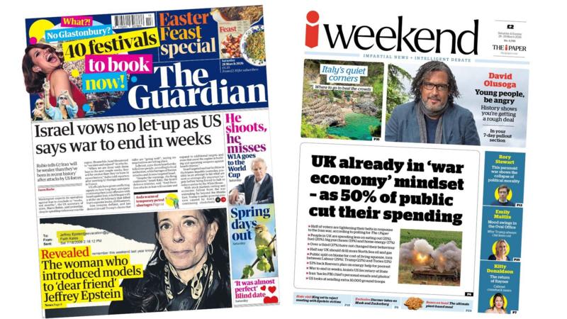 The Papers:  'War to end in weeks' and '50% of public cut their spending'
