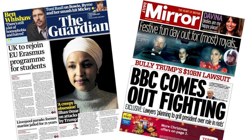 The Papers:  'UK to rejoin Erasmus' and 'BBC comes out fighting'
