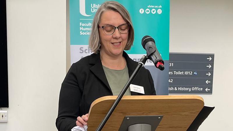 Fiona speaking at a Coleraine Historical Society Conference in May