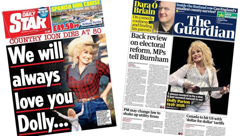 The Papers: 'We will always love you, Dolly'