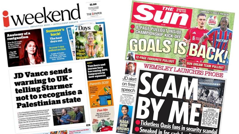 'JD Vance sends warning to UK' and 'Scam by me'