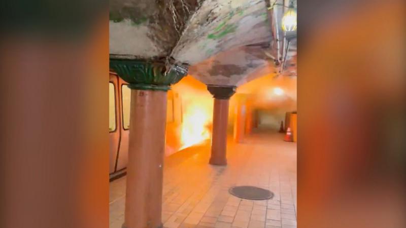 Watch: Fire breaks out on commuter train connecting New Jersey and NYC