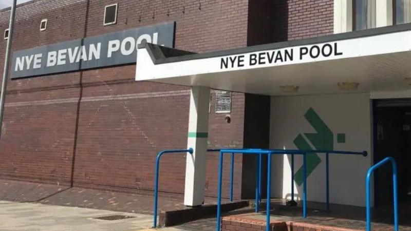 Exterior of the basic brickwork and mid-20th century architecture Nye Bevan Pool, in Skelmersdale.