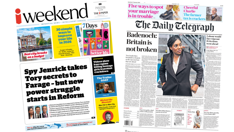 The Papers: 'Spy Jenrick' and 'Badenoch says Britain not broken'