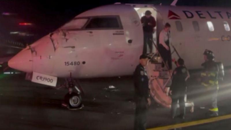 Watch: Two Delta passenger planes collide at LaGuardia Airport